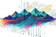 audio circuitry schematic with spectral sound wave that looks like mountains tattoo design idea