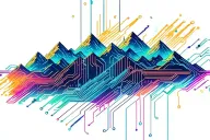 audio circuitry schematic with spectral sound wave that looks like mountains tattoo design idea
