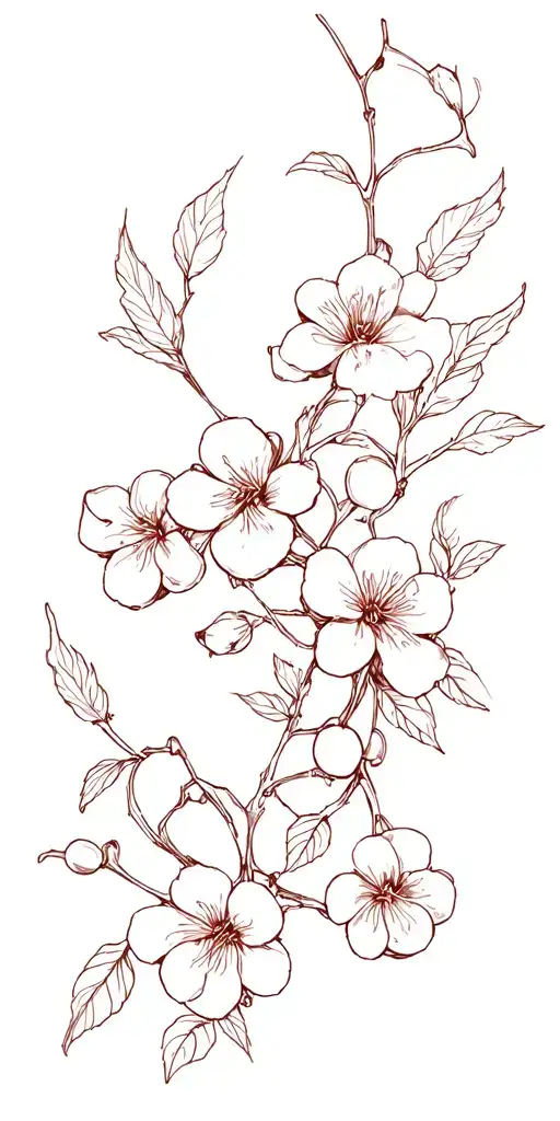 "Arya Gabin Cylia" Cherry Flowers tattoo design idea