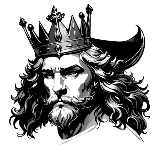powerful king, but no animals, it should have a crown and something subtle for the forearm, no man tattoo design idea