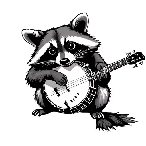 raccoon with broken banjo tattoo design idea