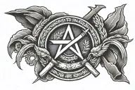 hammer and sickle in a military theme sleeve tattoo design idea