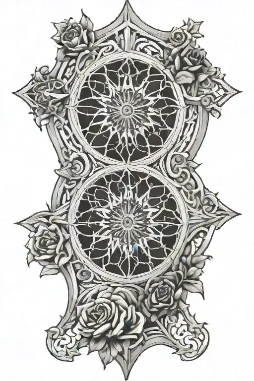 rose window cathedral stained glass tattoo design idea