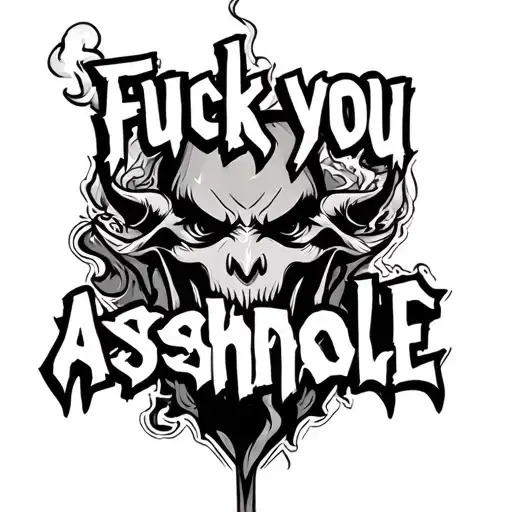 "Fuck you asshole" Devil smoking tattoo design idea