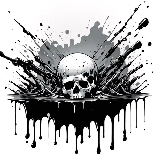 trash polka of dystopian graffitti with oil spill at the bottom of the tattoo tattoo design idea