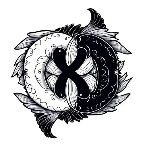 gemini and pisces zodiac sign tattoo design idea