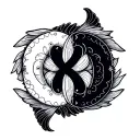 gemini and pisces zodiac sign tattoo design idea