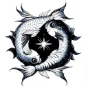 gemini and pisces zodiac sign tattoo design idea