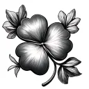 A five leaf Clover with Odradek Terrain Scanner tattoo design idea