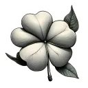 A five leaf Clover with Odradek Terrain Scanner tattoo design idea