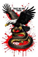 eagle killing a snake with the words "Trust No One tattoo design idea