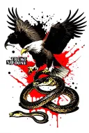 eagle killing a snake with the words "Trust No One tattoo design idea
