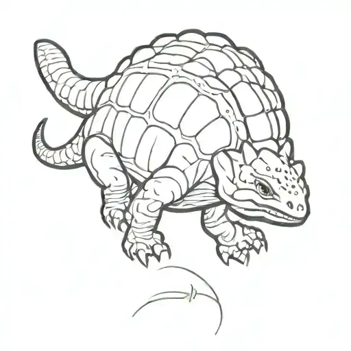 boy riding Ankylosaurus tattoo design idea