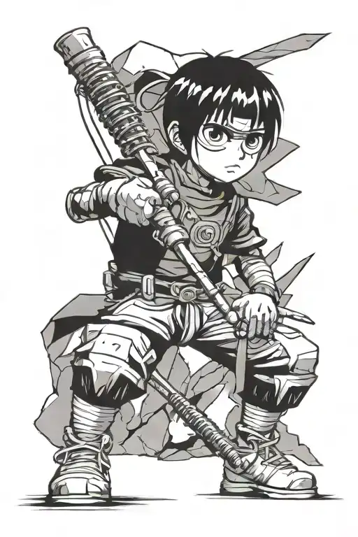 rock Lee with crutches  tattoo design idea