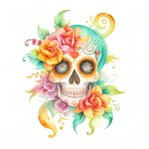 sugar skull scorpio sun face tattoo design idea