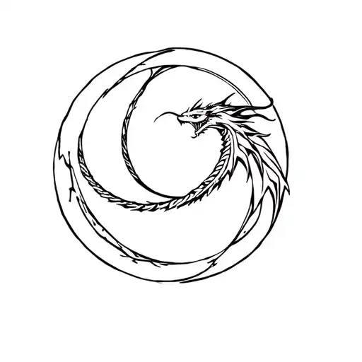 circular ouroboros dragon tattoo design idea