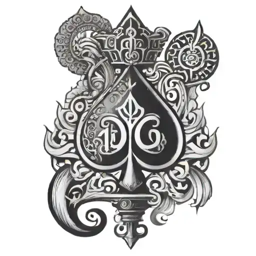 Black spade with HINDU SLUT writing inside tattoo design idea