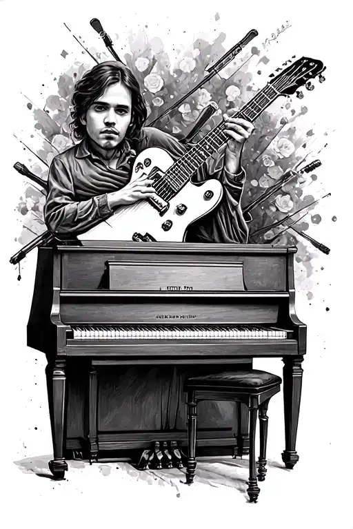 piano and guitar tattoo design idea