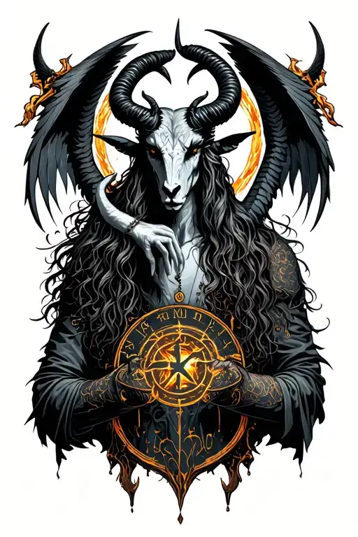 arcangel uriel with capricorn zodiac sign tattoo design idea