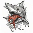 bleeding shark killed with a sword peircing tattoo design idea