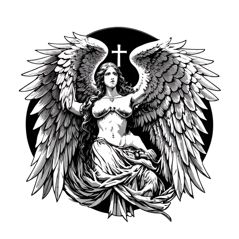 1994, English templar, fallen angel wings tattoo design idea