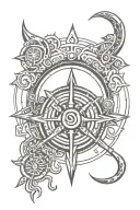 om symbol with trishul and also with stylish compass direction arrow design  tattoo design idea