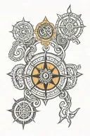 om symbol with trishul and also with stylish compass direction arrow design  tattoo design idea