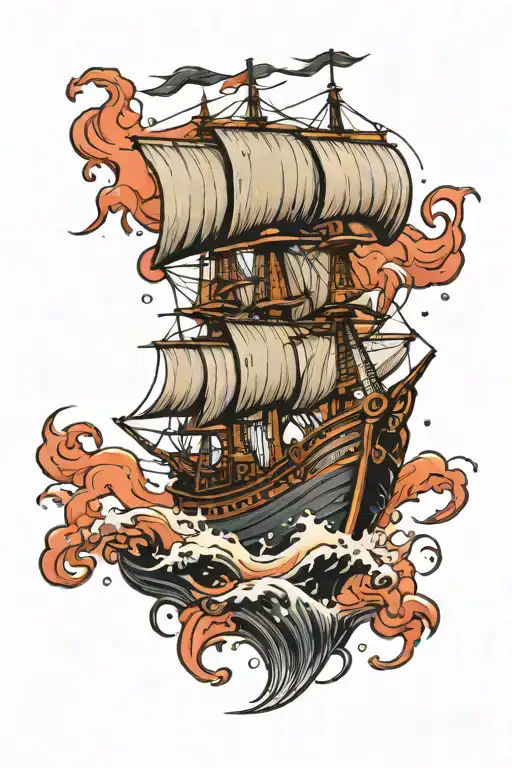 ship which pass storm tattoo design idea