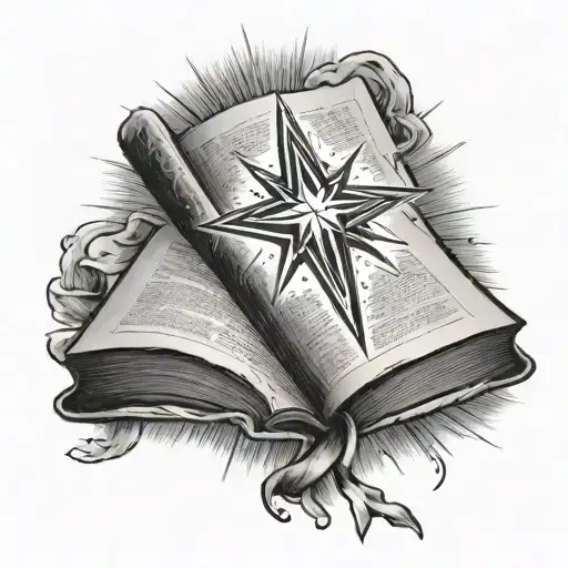 open bible with rays of light tattoo design idea