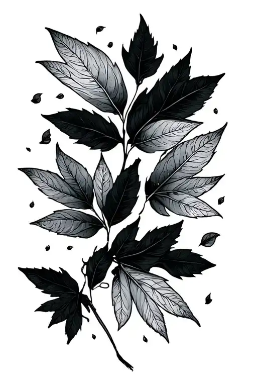 leaves falling firefly tattoo design idea