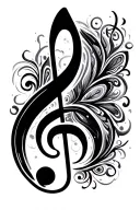 bass clef with paisley pattern tattoo design idea