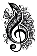 bass clef with paisley pattern tattoo design idea