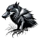 raven and and Wolf Odin tattoo design idea