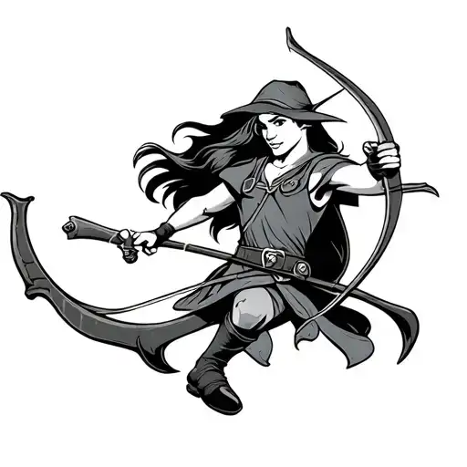 disney robin hood holding a bow tattoo design idea