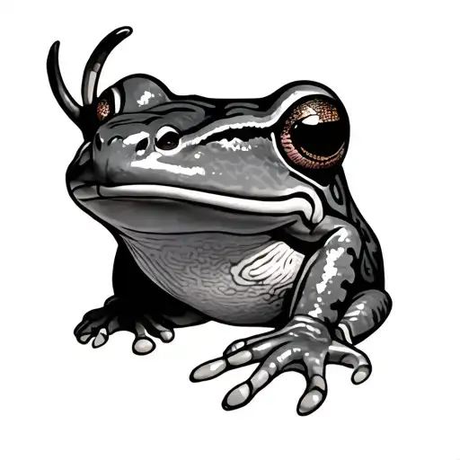 Maury in script with Taino coqui frog tattoo design idea