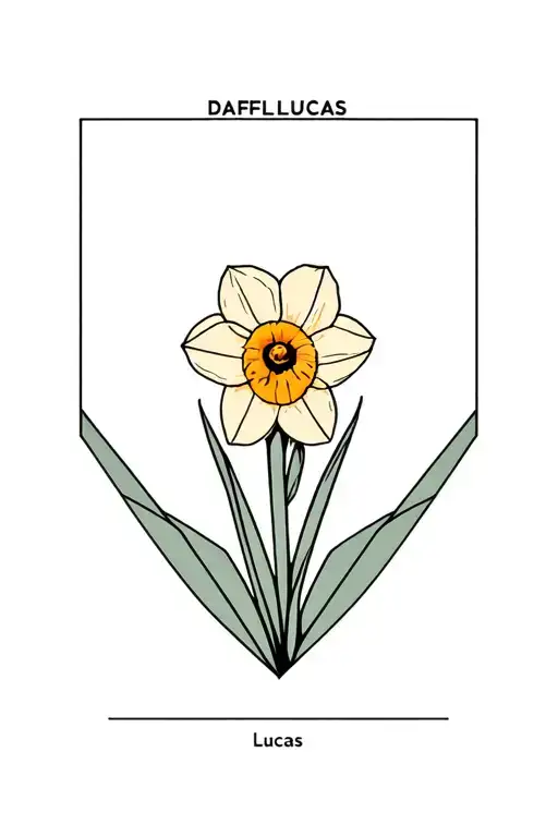 Daffodil Geometric tattoo  with the name Lucas tattoo design idea
