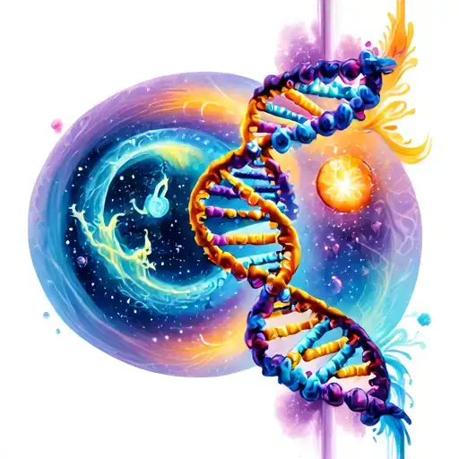 dna strand merging with Gemini zodiac sign tattoo design idea