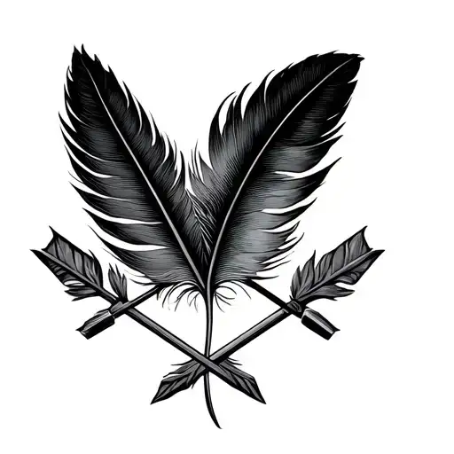 turkey feather with arrows crossed tattoo design idea