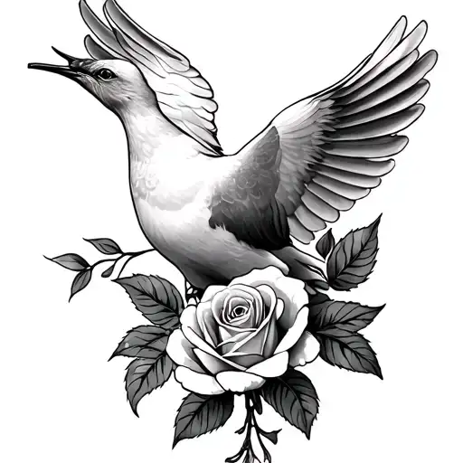 dove and rose tattoo tattoo design idea