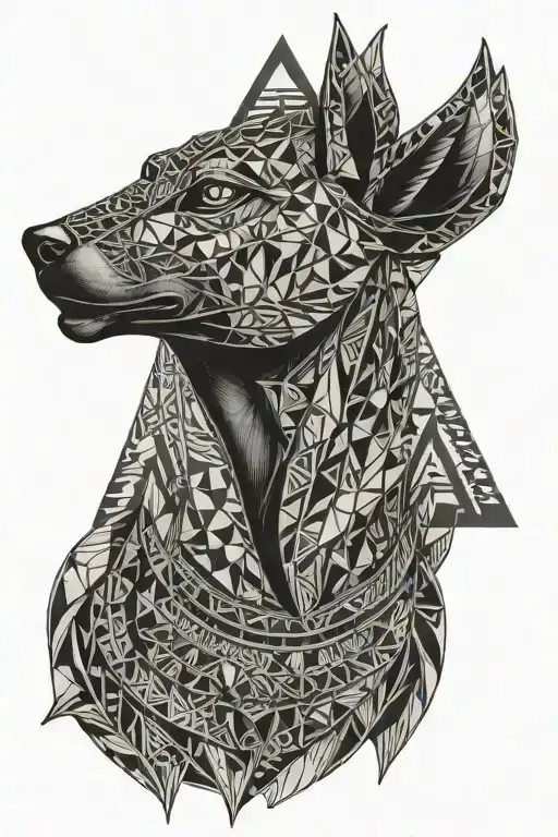 anubis with pyramids tattoo design idea