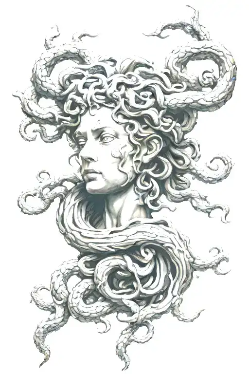 medusa head stone tattoo design idea