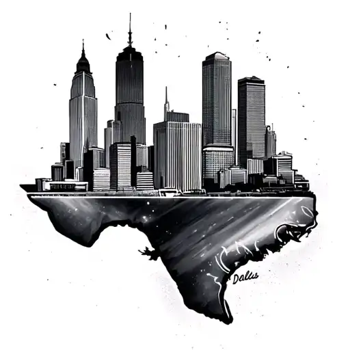 Dallas Texas skyline tattoo design idea