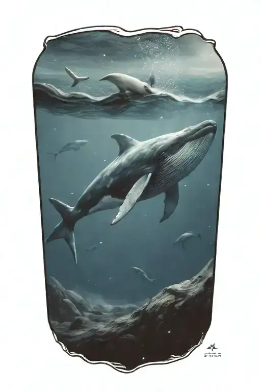 whale space tattoo design idea