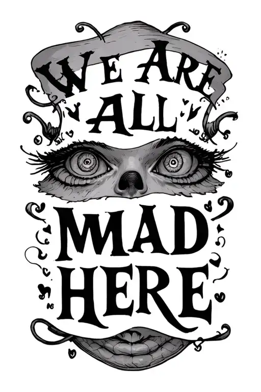 we are all mad here quote alice tattoo design idea