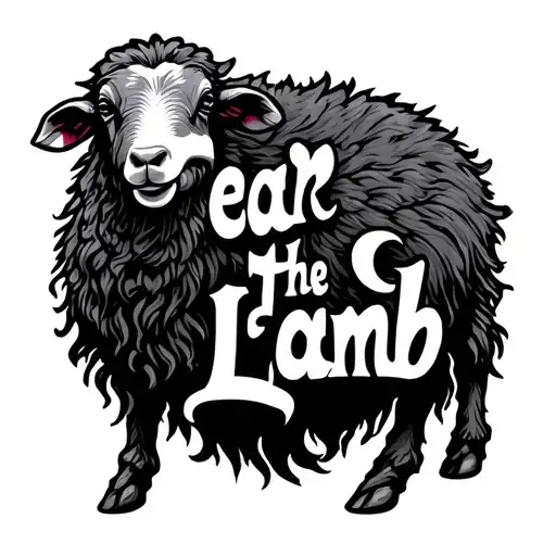 Fear The Lamb text tattoo design idea