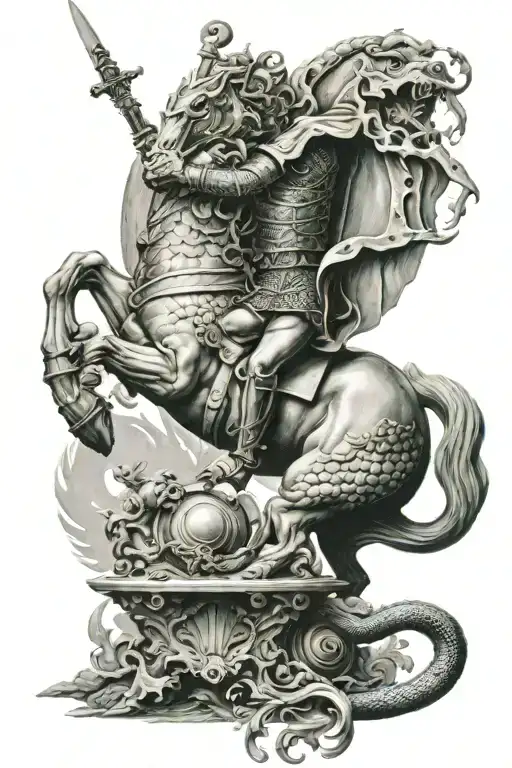 St. George killing the dragon tattoo design idea