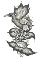 phoenix emerging from a lotus leaf tattoo design idea