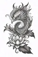 phoenix emerging from a lotus leaf tattoo design idea
