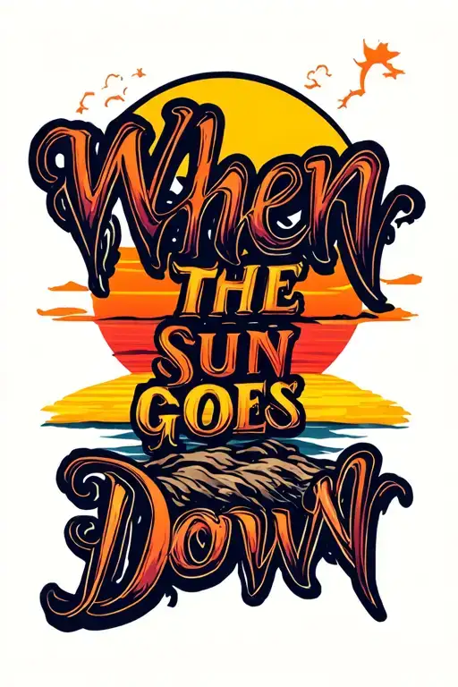 "when the sun goes down" sunset tattoo design idea