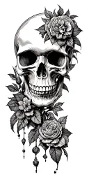 skull soft shading incorporating elements tattoo design idea